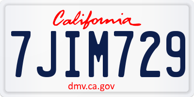CA license plate 7JIM729