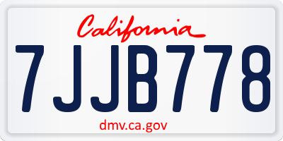 CA license plate 7JJB778
