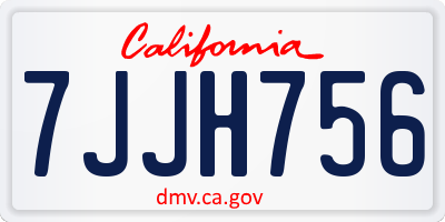 CA license plate 7JJH756