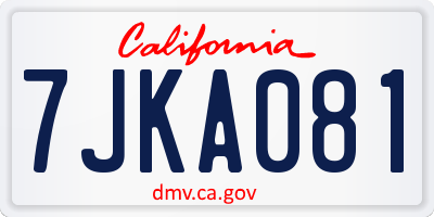 CA license plate 7JKA081