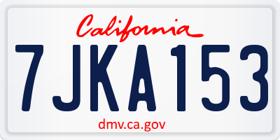 CA license plate 7JKA153