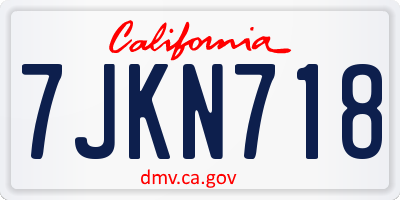 CA license plate 7JKN718
