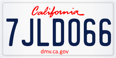 CA license plate 7JLDO66