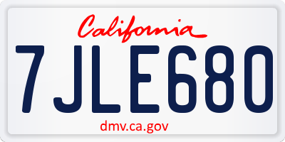 CA license plate 7JLE680