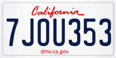 CA license plate 7JOU353