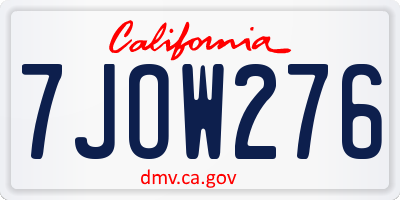 CA license plate 7JOW276