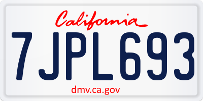 CA license plate 7JPL693