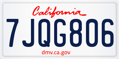 CA license plate 7JQG806