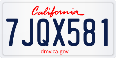 CA license plate 7JQX581
