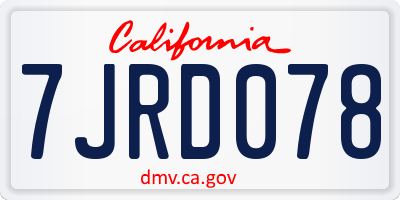CA license plate 7JRD078