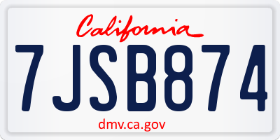 CA license plate 7JSB874