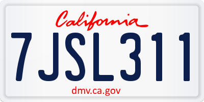 CA license plate 7JSL311