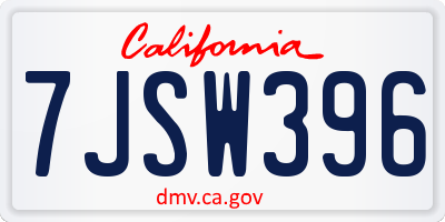CA license plate 7JSW396