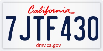 CA license plate 7JTF430