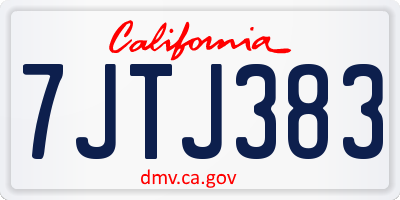CA license plate 7JTJ383