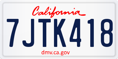 CA license plate 7JTK418