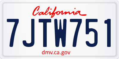 CA license plate 7JTW751