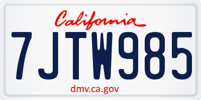 CA license plate 7JTW985