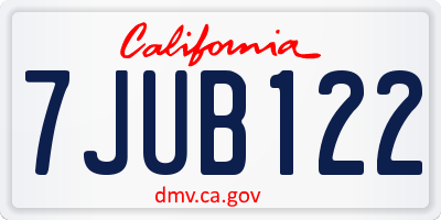 CA license plate 7JUB122