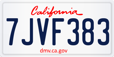 CA license plate 7JVF383