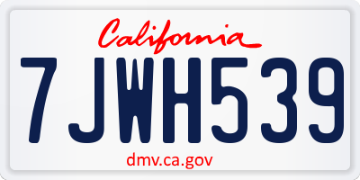 CA license plate 7JWH539
