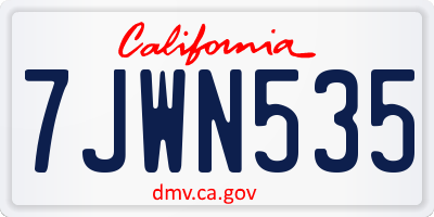 CA license plate 7JWN535