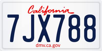 CA license plate 7JX788