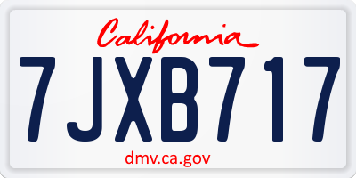 CA license plate 7JXB717
