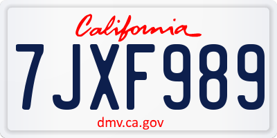 CA license plate 7JXF989