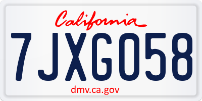 CA license plate 7JXG058