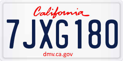CA license plate 7JXG180
