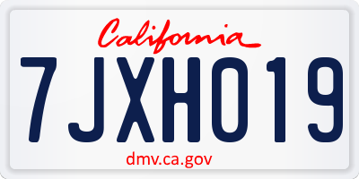 CA license plate 7JXH019
