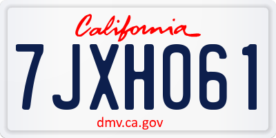 CA license plate 7JXH061