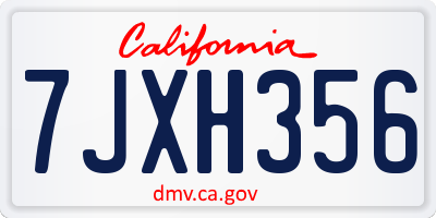 CA license plate 7JXH356