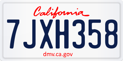 CA license plate 7JXH358