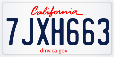 CA license plate 7JXH663