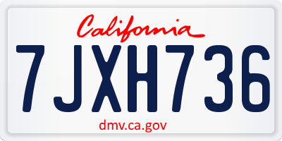 CA license plate 7JXH736