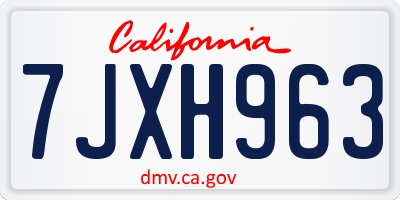 CA license plate 7JXH963