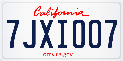 CA license plate 7JXI007