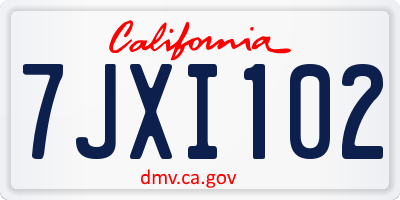 CA license plate 7JXI102