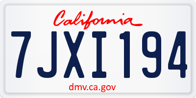 CA license plate 7JXI194