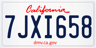 CA license plate 7JXI658