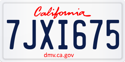 CA license plate 7JXI675