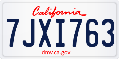 CA license plate 7JXI763
