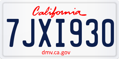 CA license plate 7JXI930
