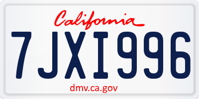 CA license plate 7JXI996