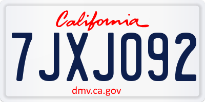 CA license plate 7JXJ092
