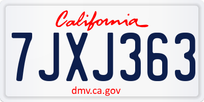 CA license plate 7JXJ363