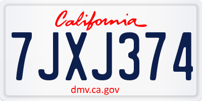 CA license plate 7JXJ374