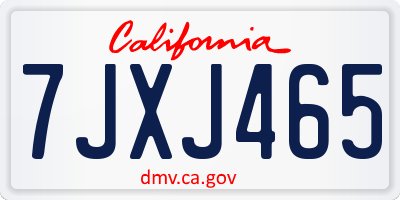 CA license plate 7JXJ465